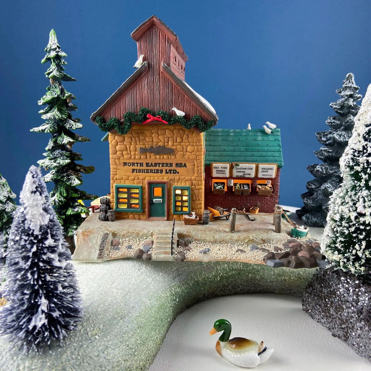 Christmas Village 2 Bldg | Complex North Eastern Sea Fisheries | Illuminated Porcelain Houses | Collectors & Hosts