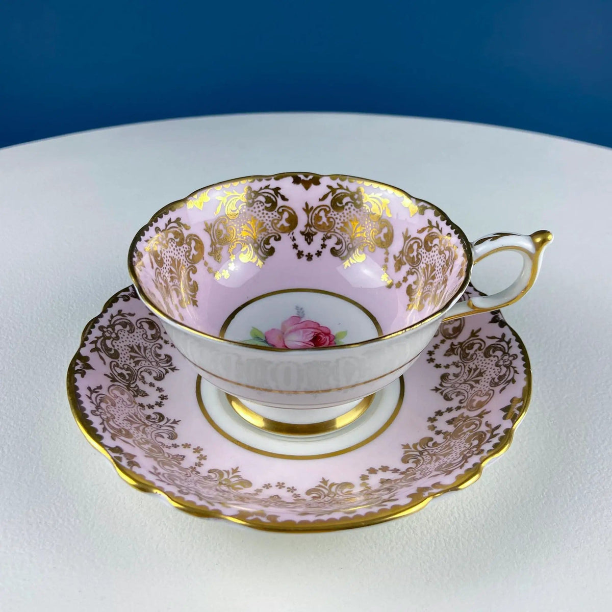 Vintage Royal Albert Brown & Gold Tea Coffee Cup and Saucer | All Over Flower Motif | Gold Leaf Border | Collectors & Hosts