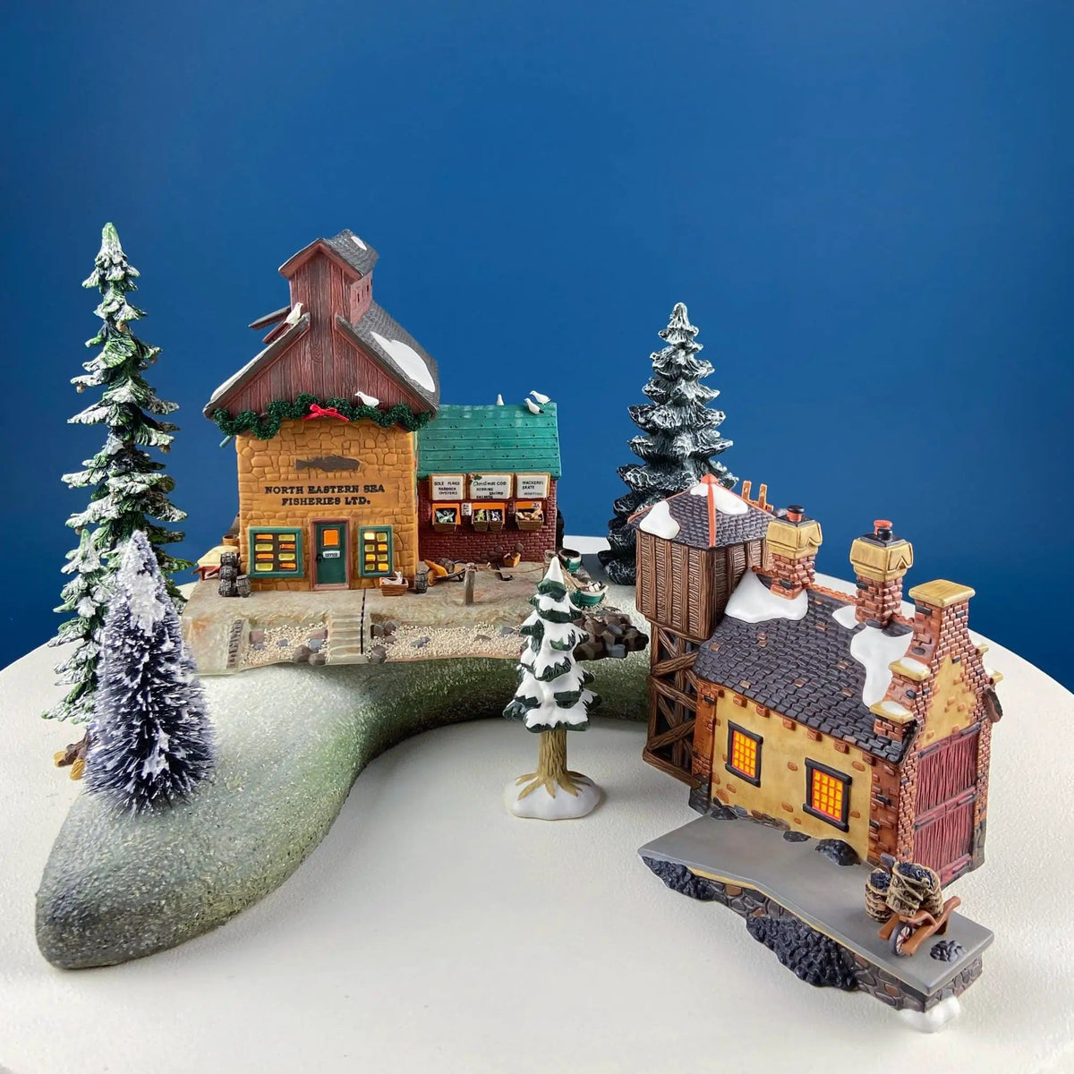 Christmas Village 2 Bldg | Complex North Eastern Sea Fisheries | Illuminated Porcelain Houses | Collectors & Hosts