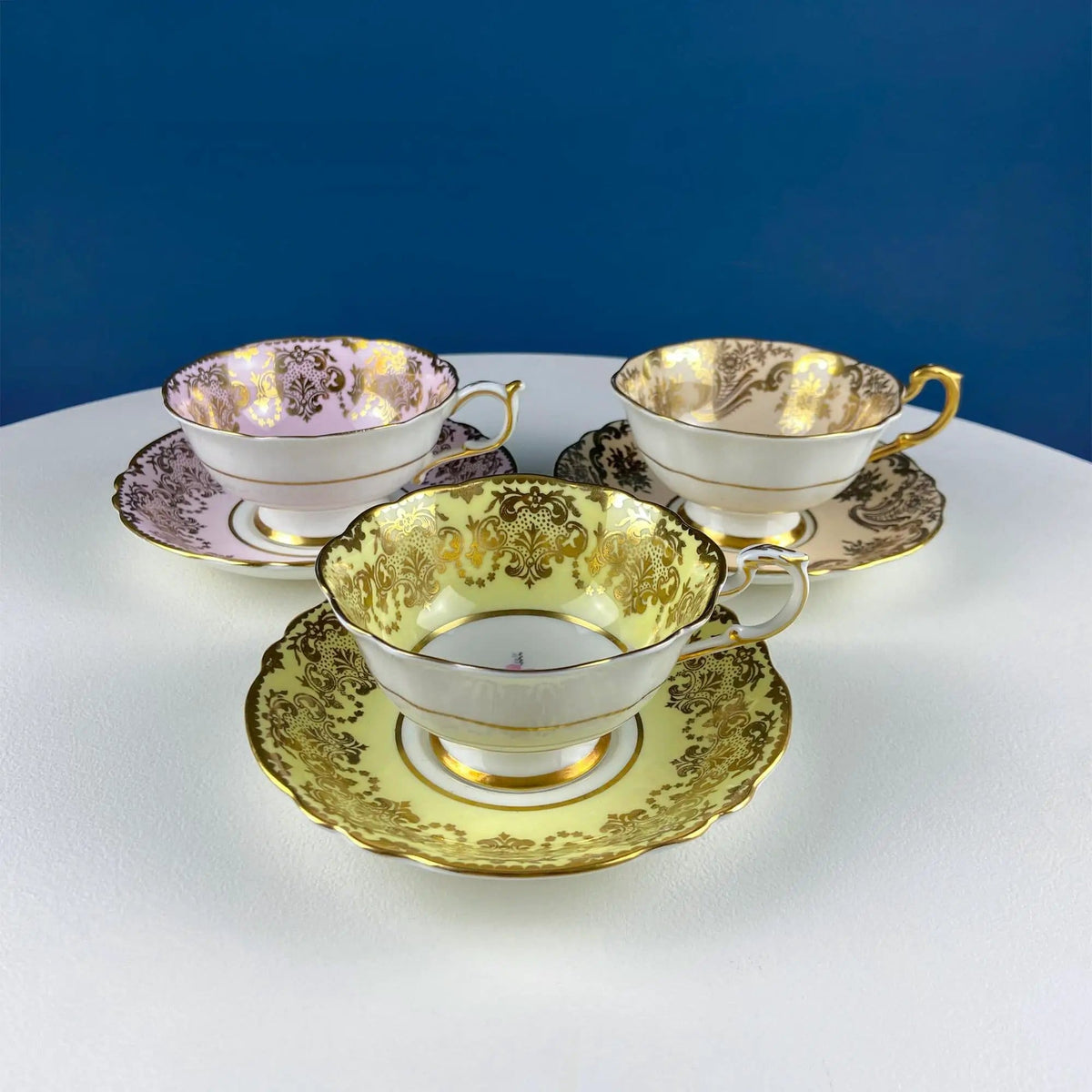 Vintage Royal Albert Brown & Gold Tea Coffee Cup and Saucer | All Over Flower Motif | Gold Leaf Border | Collectors & Hosts