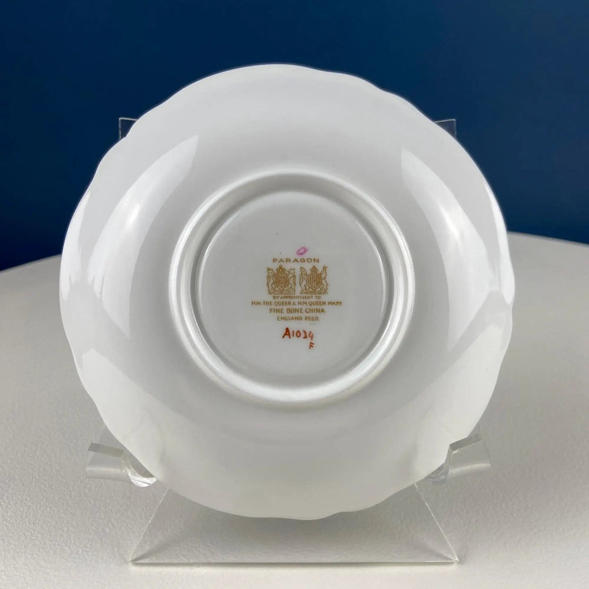 Vintage Paragon Cup and Saucer | Porcelain Tea Set | Lt Yellow with Dark Blue and Gold Bend | Collectors & Hosts
