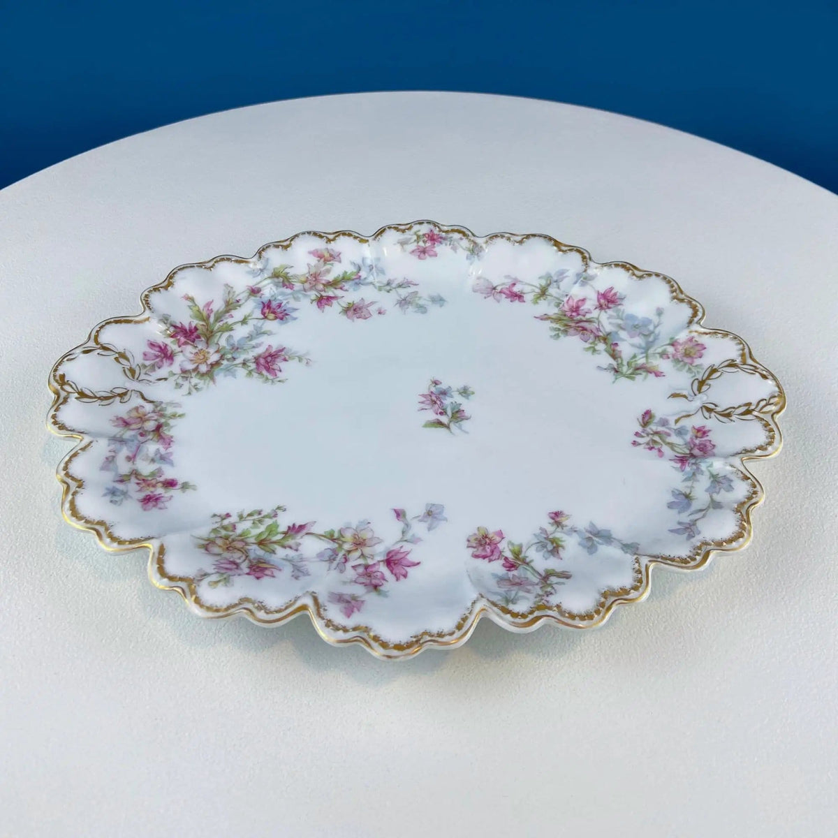 Oval Haviland Limoges Platter with Scalloped Edge | Stunning Porcelain Serving Dish | Wild Roses Motif | Collectors & Hosts