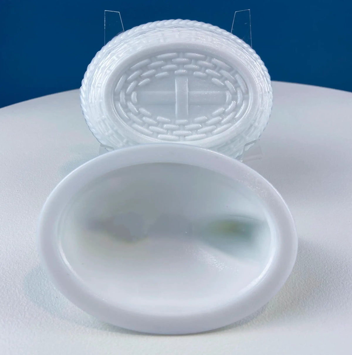 Milk Glass Rooster Covered Bowl | Lidded Butter Dish | 5.5 Inches | White