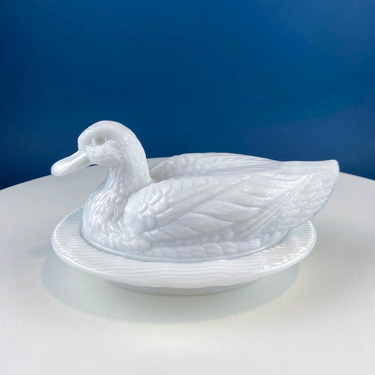 Westmoreland Milk Glass Duck Dish | Covered Vintage White Bowl | 8 Inch