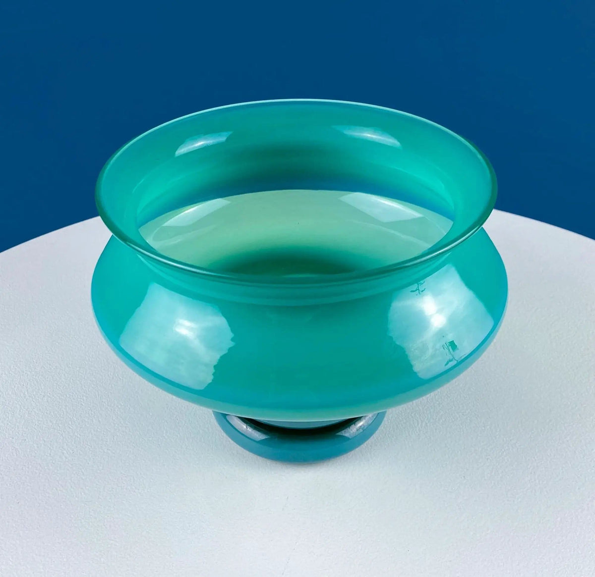 Set of 2 Modern Aqua Blue Geometrical Vases Ornamental Art Glass | Home Office or Retail Decor | Interior Design Ideas | Gift for Him or Her