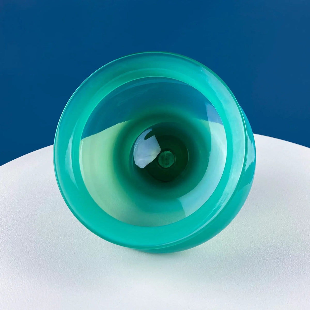 Modern Sky Blue Hand Blown Curvilinear Glass Vase | Beautiful Smooth Opaque Lt | Blue Glass Modern Home Decor | Collectors & Hosts