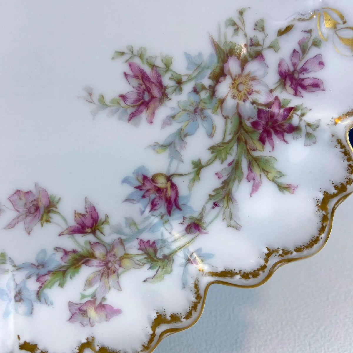 Oval Haviland Limoges Platter with Scalloped Edge | Stunning Porcelain Serving Dish | Wild Roses Motif | Collectors & Hosts