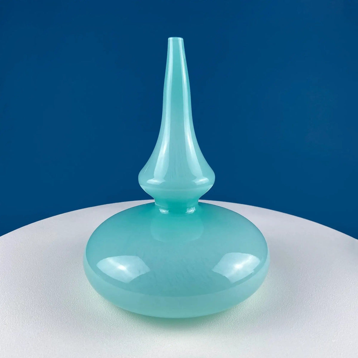Set of 2 Modern Aqua Blue Geometrical Vases Ornamental Art Glass | Home Office or Retail Decor | Interior Design Ideas | Gift for Him or Her