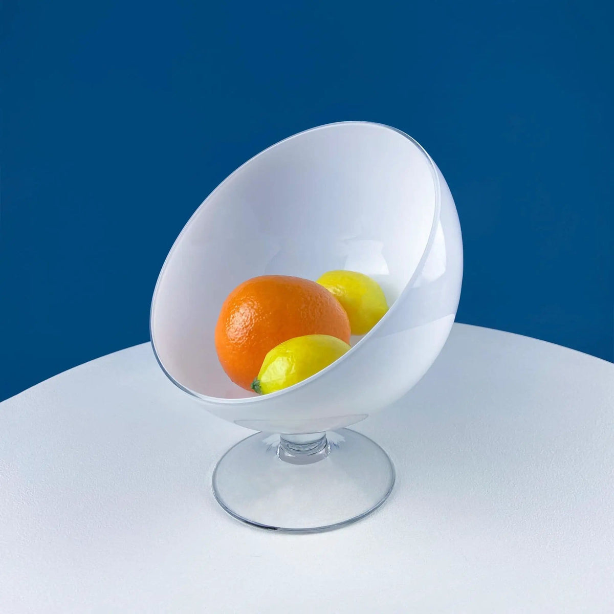 Modern White & Clear Glass Vase with Swirl Handle | Unique White Cased Hand Blown Art Glass with Scroll | Bath Storage | Collectors & Hosts