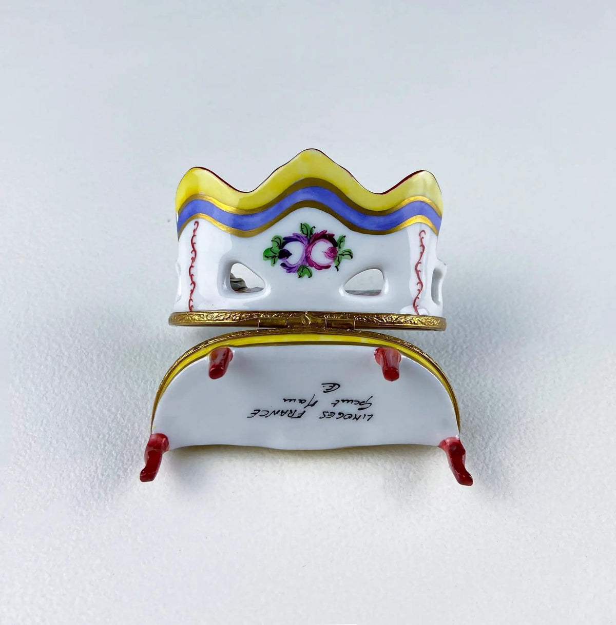 Loveseat Miniature Porcelain Limoges Box | Highly Collectible Pill, Trinket, Ring Box | Collectible Vintage | Gift for Him or Her Couch Potato Partner Couple