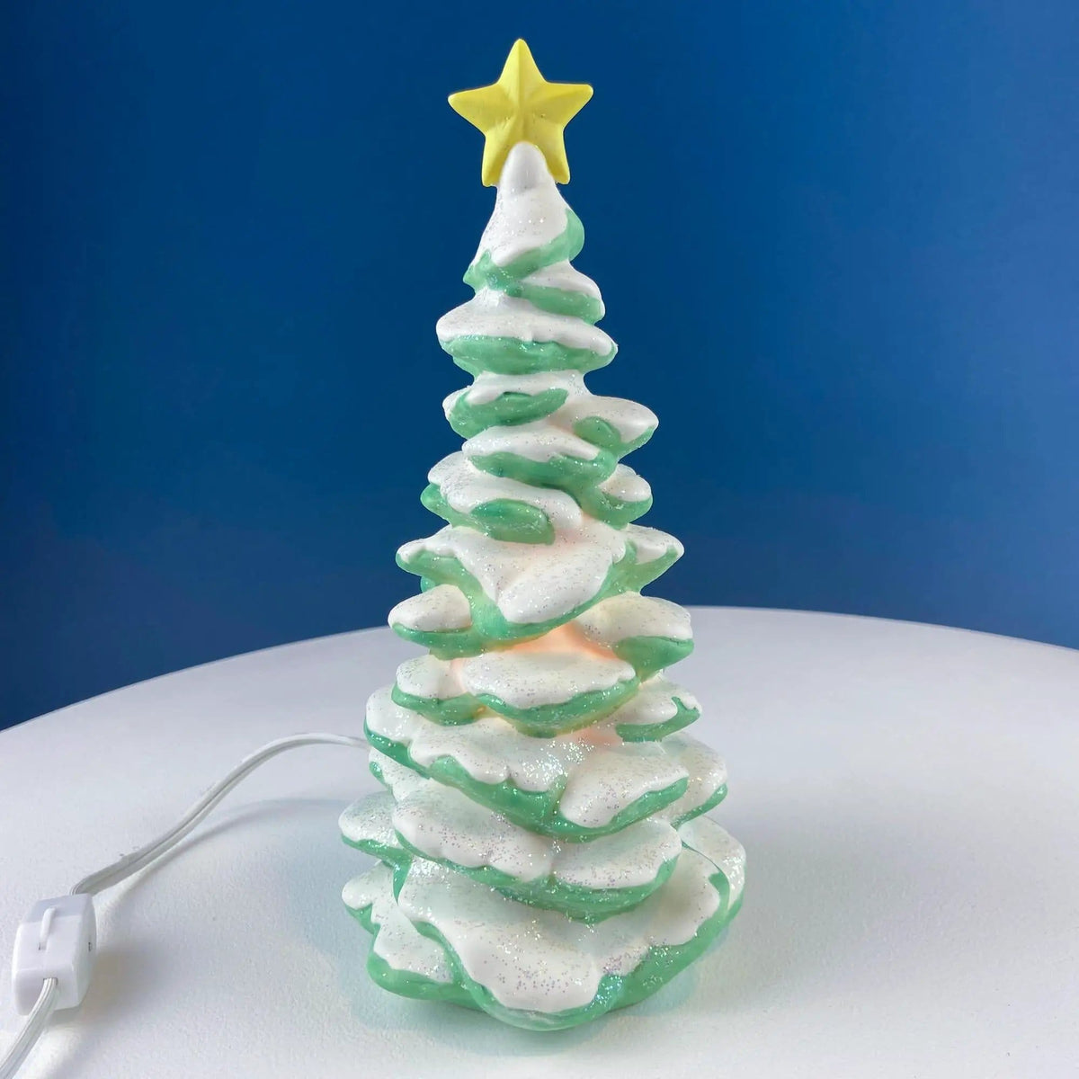 Polar Pals Playing in Snow Under Lit Christmas Tree | 3 White Porcelain Cupid Figurines Celebrating Friendship | Kids Room | Collectors & Hosts