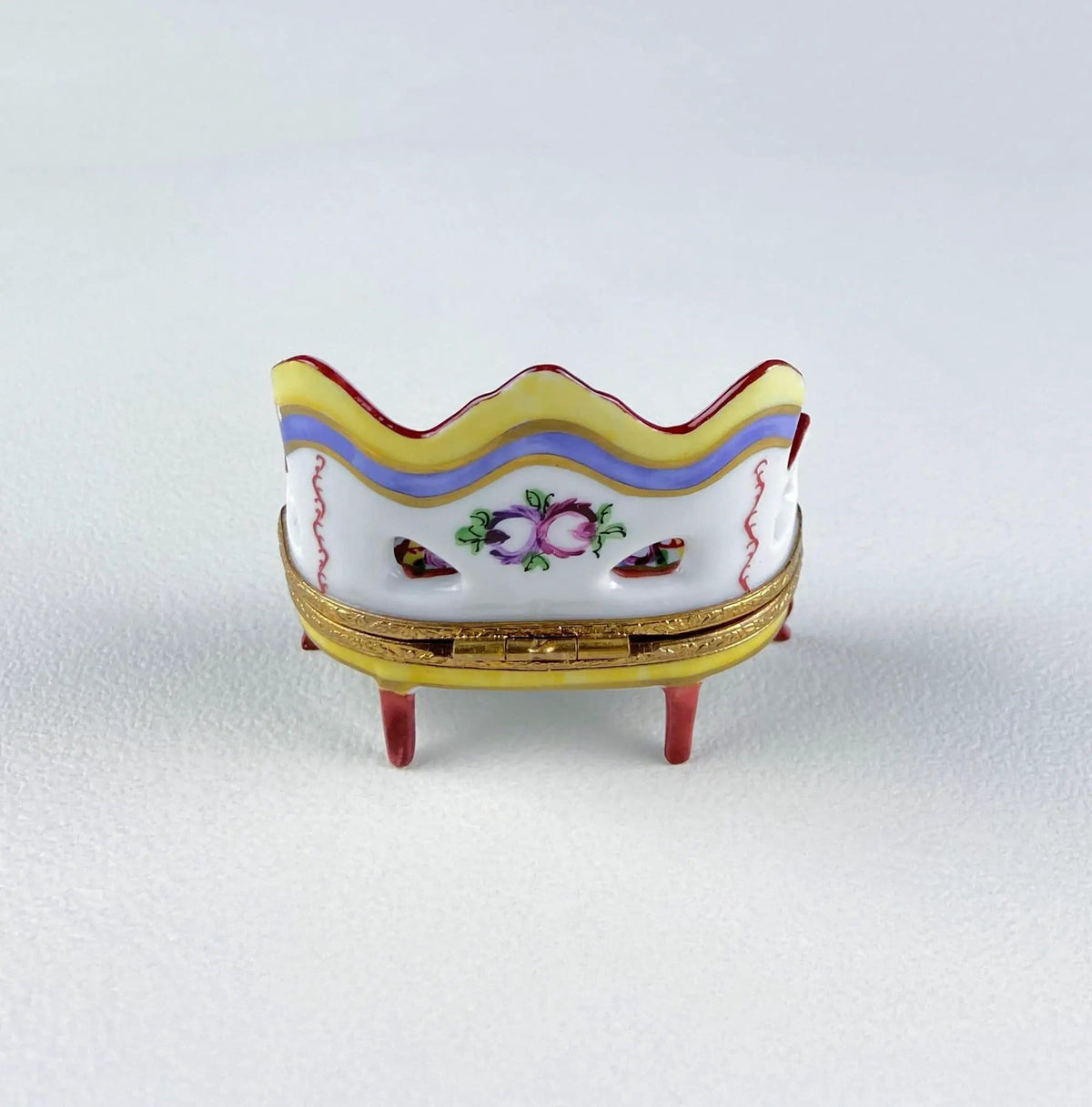 Loveseat Miniature Porcelain Limoges Box | Highly Collectible Pill, Trinket, Ring Box | Collectible Vintage | Gift for Him or Her Couch Potato Partner Couple
