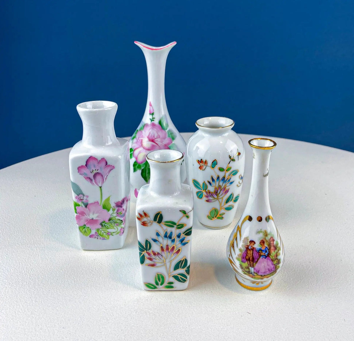Vintage Porcelain Vase | Bacchus Figure | Wine Barrel Detail | Small Size