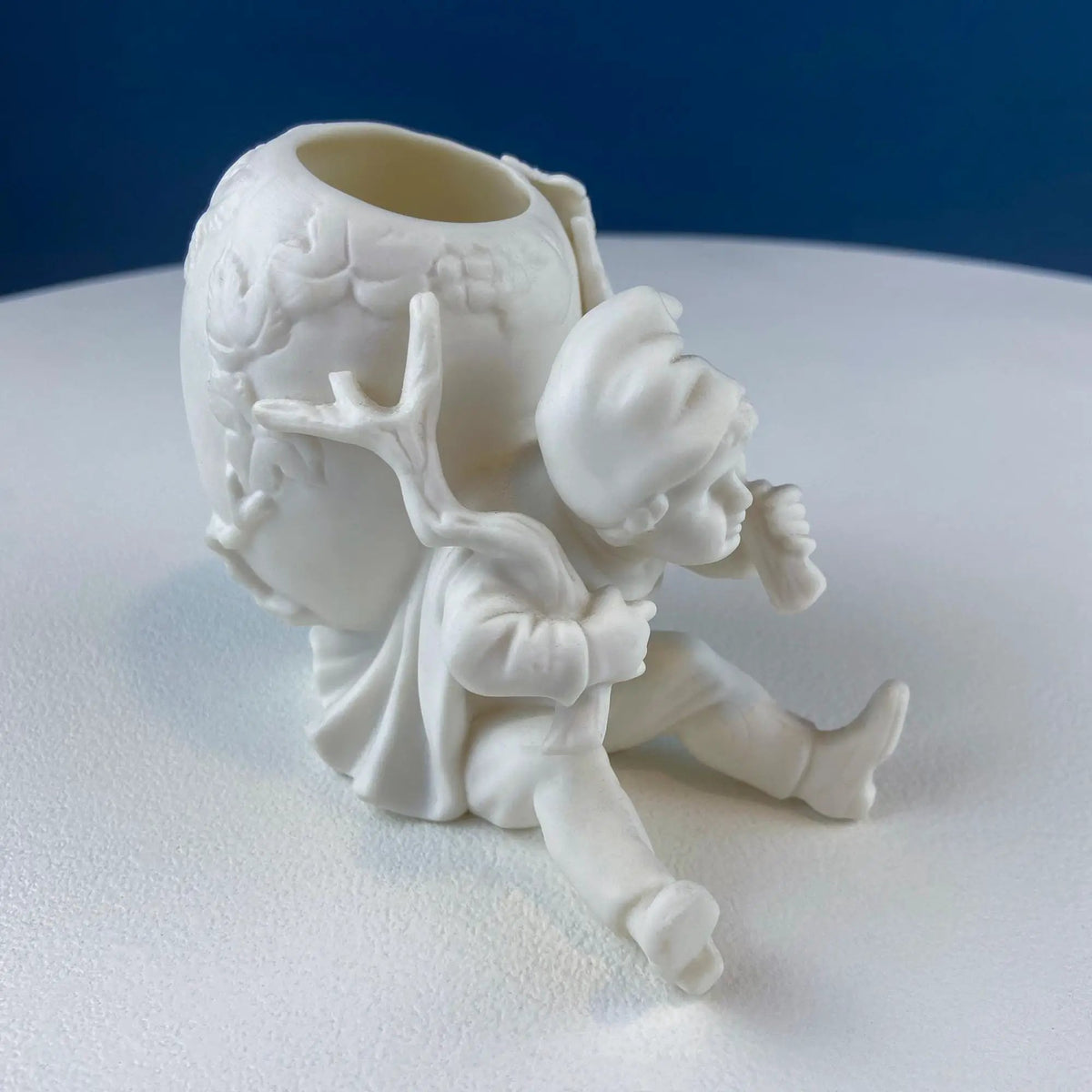 Vintage Porcelain Vase | Bacchus Figure | Wine Barrel Detail | Small Size