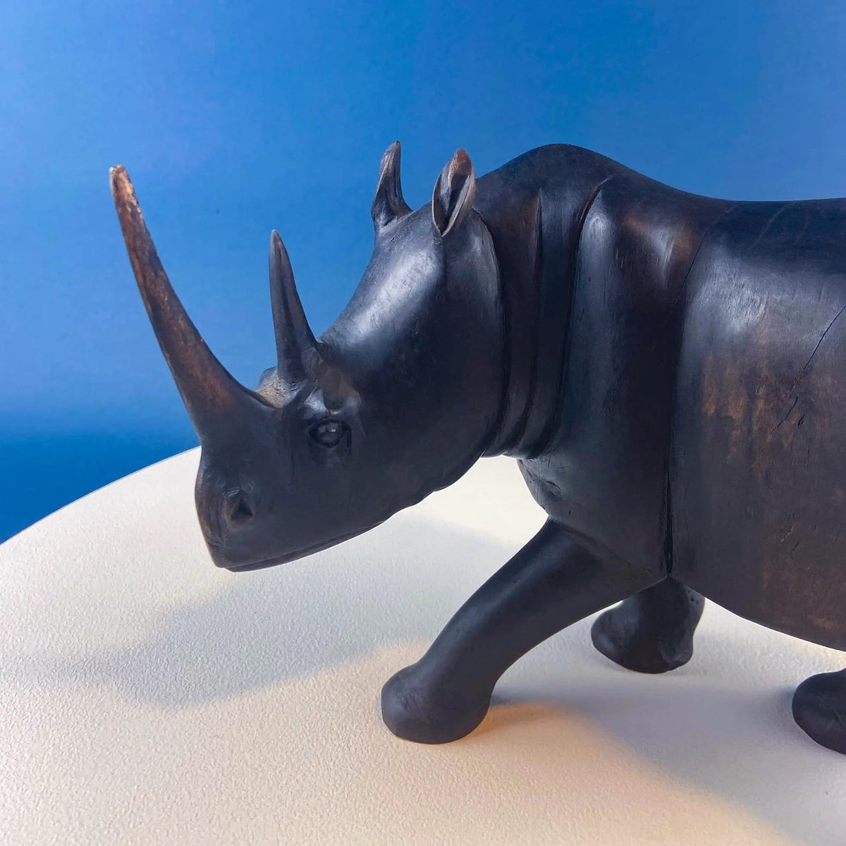 African Rhino Carved Wood Sculpture | Figurine for Animal & Safari Lovers | Wildlife Statue | Gift for Him, Dad, Friend