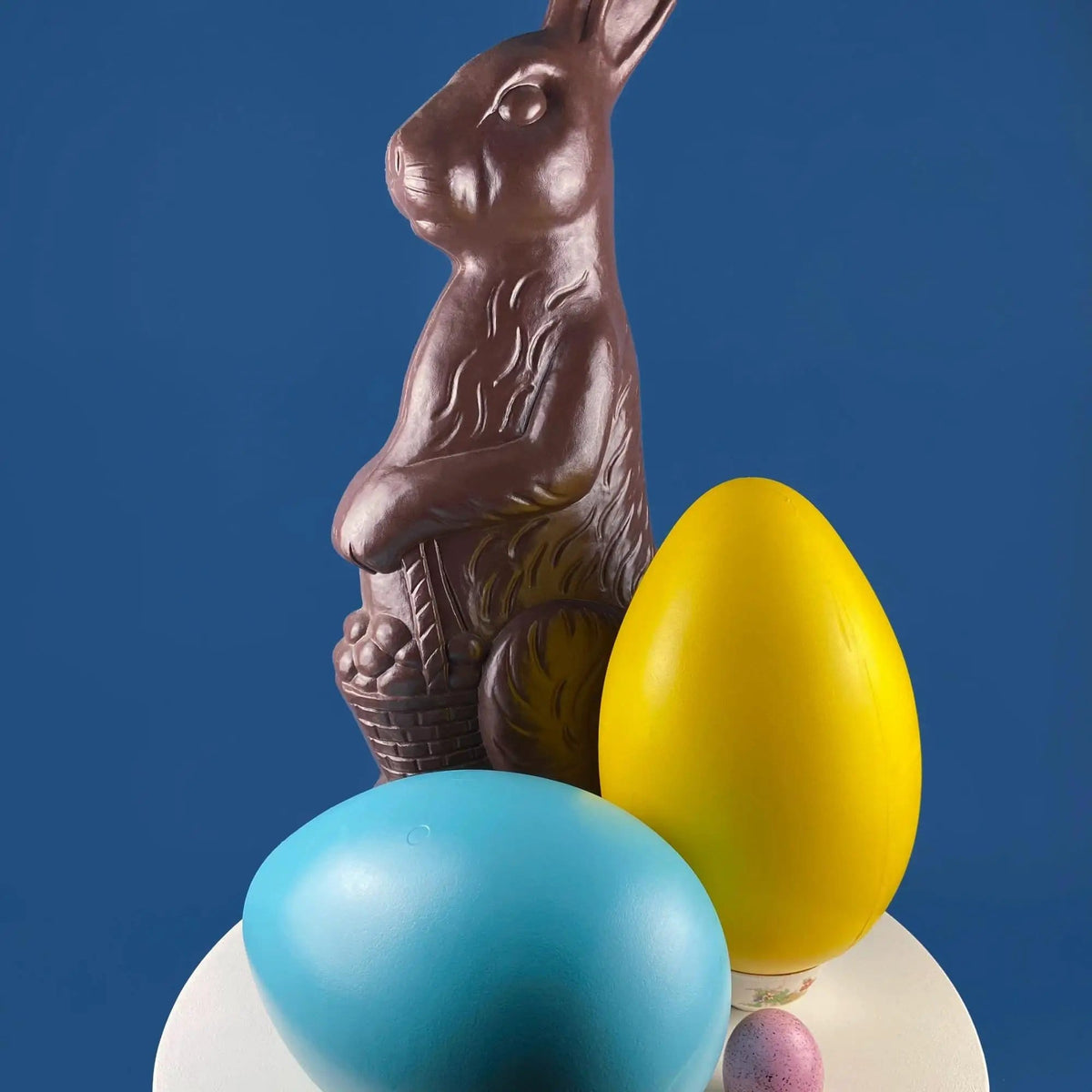 Blow Mold Oversized Yellow and Blue Eggs | Set of 2 | Indoor Outdoor Easter Spring Display | Collectors & Hosts
