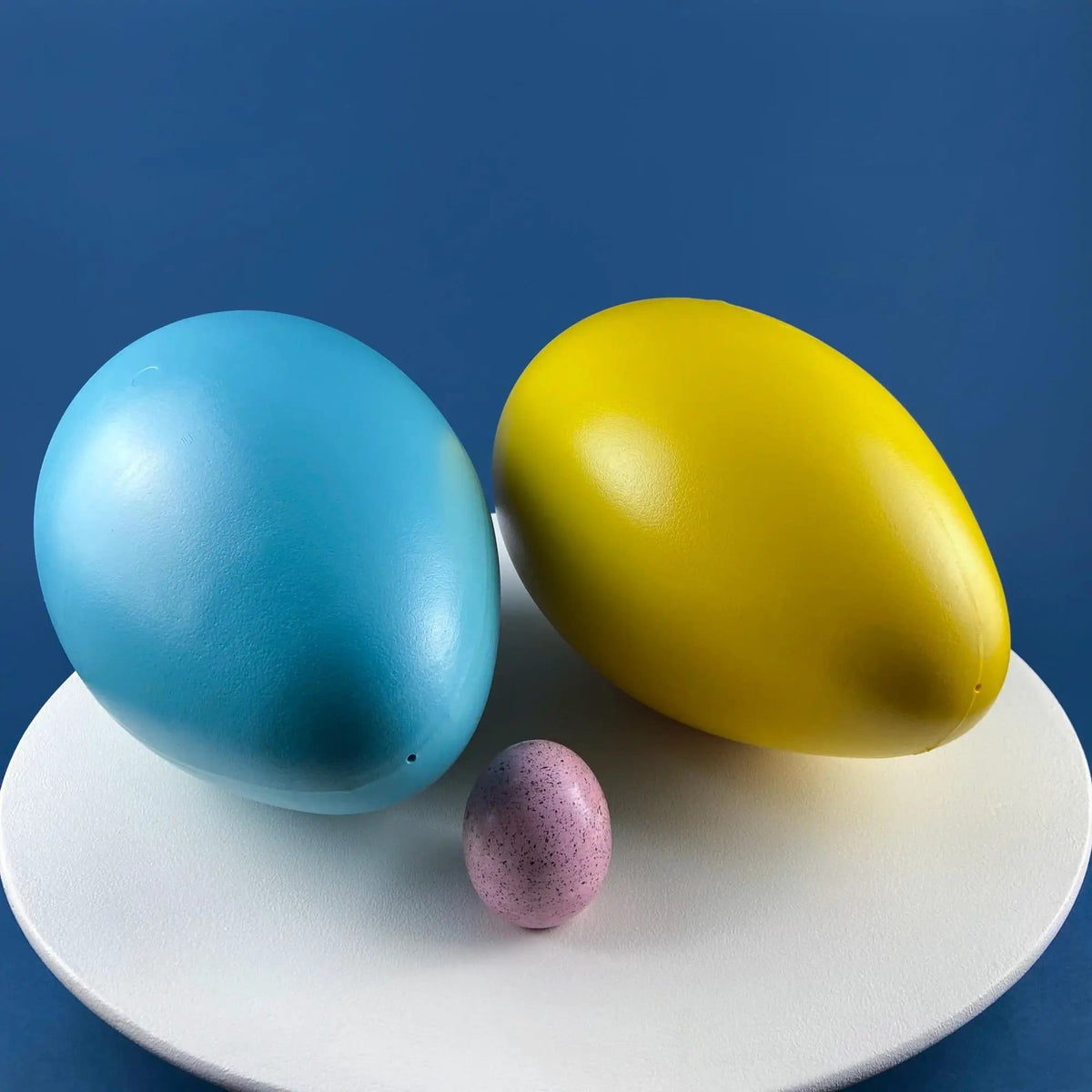 Blow Mold Oversized Yellow and Blue Eggs | Set of 2 | Indoor Outdoor Easter Spring Display | Collectors & Hosts