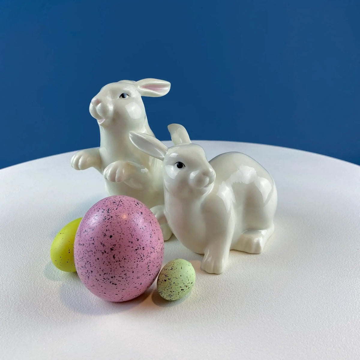 Couple of White Bunnies | Porcelain Rabbit Figurines | Set of 2 | Collectors & Hosts