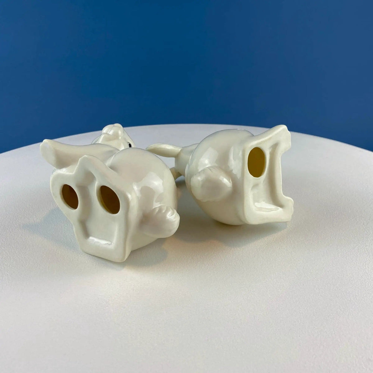 Couple of White Bunnies | Porcelain Rabbit Figurines | Set of 2 | Collectors & Hosts