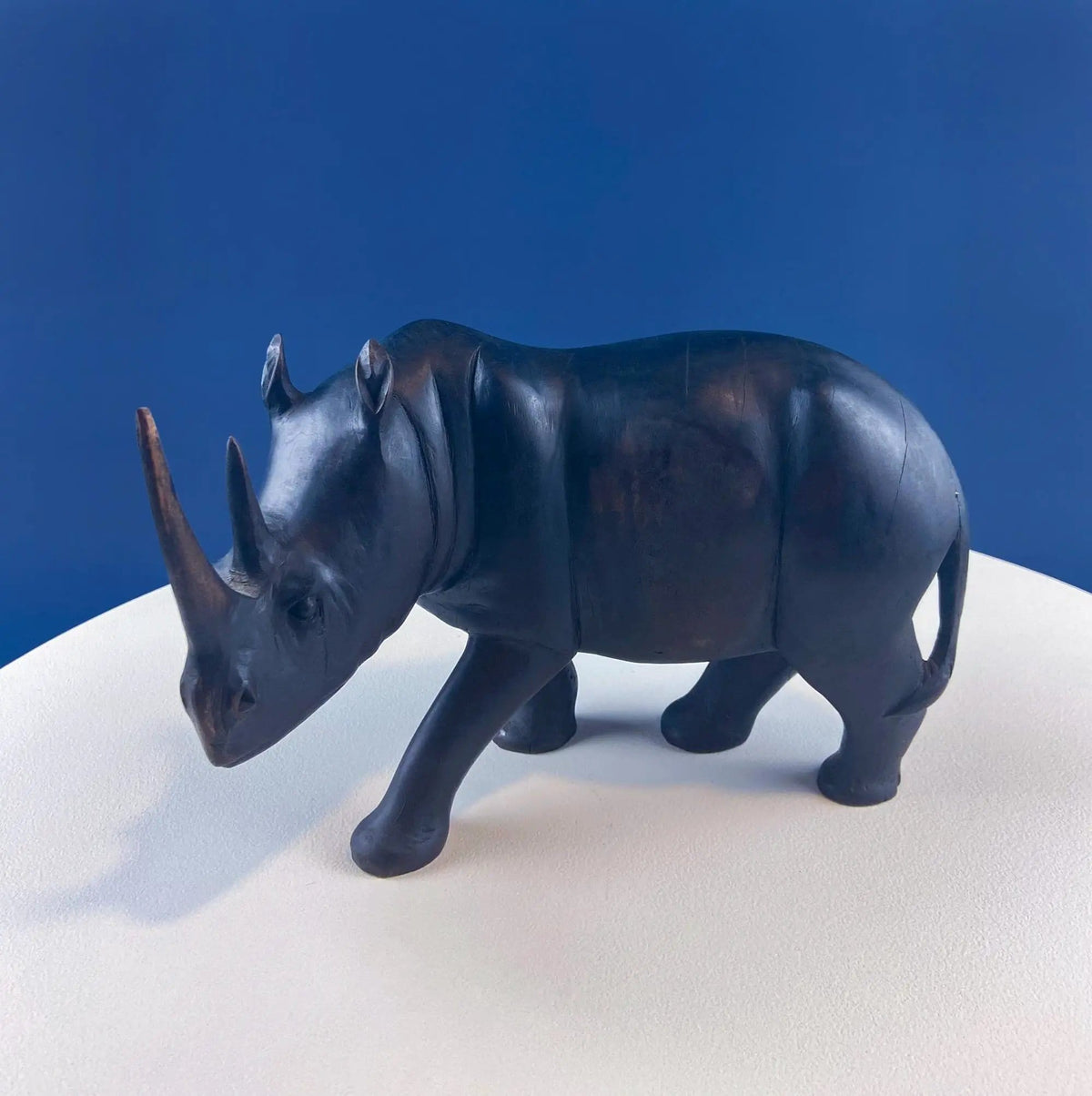 African Rhino Carved Wood Sculpture | Figurine for Animal & Safari Lovers | Wildlife Statue | Gift for Him, Dad, Friend