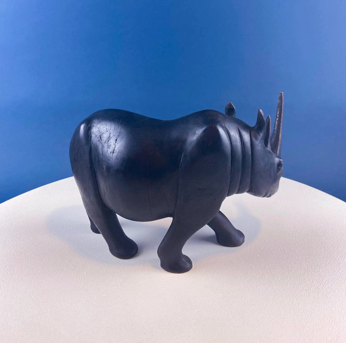 African Rhino Carved Wood Sculpture | Figurine for Animal & Safari Lovers | Wildlife Statue | Gift for Him, Dad, Friend