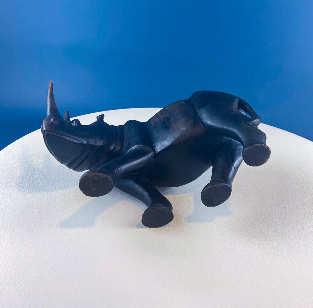 African Rhino Carved Wood Sculpture | Figurine for Animal & Safari Lovers | Wildlife Statue | Gift for Him, Dad, Friend