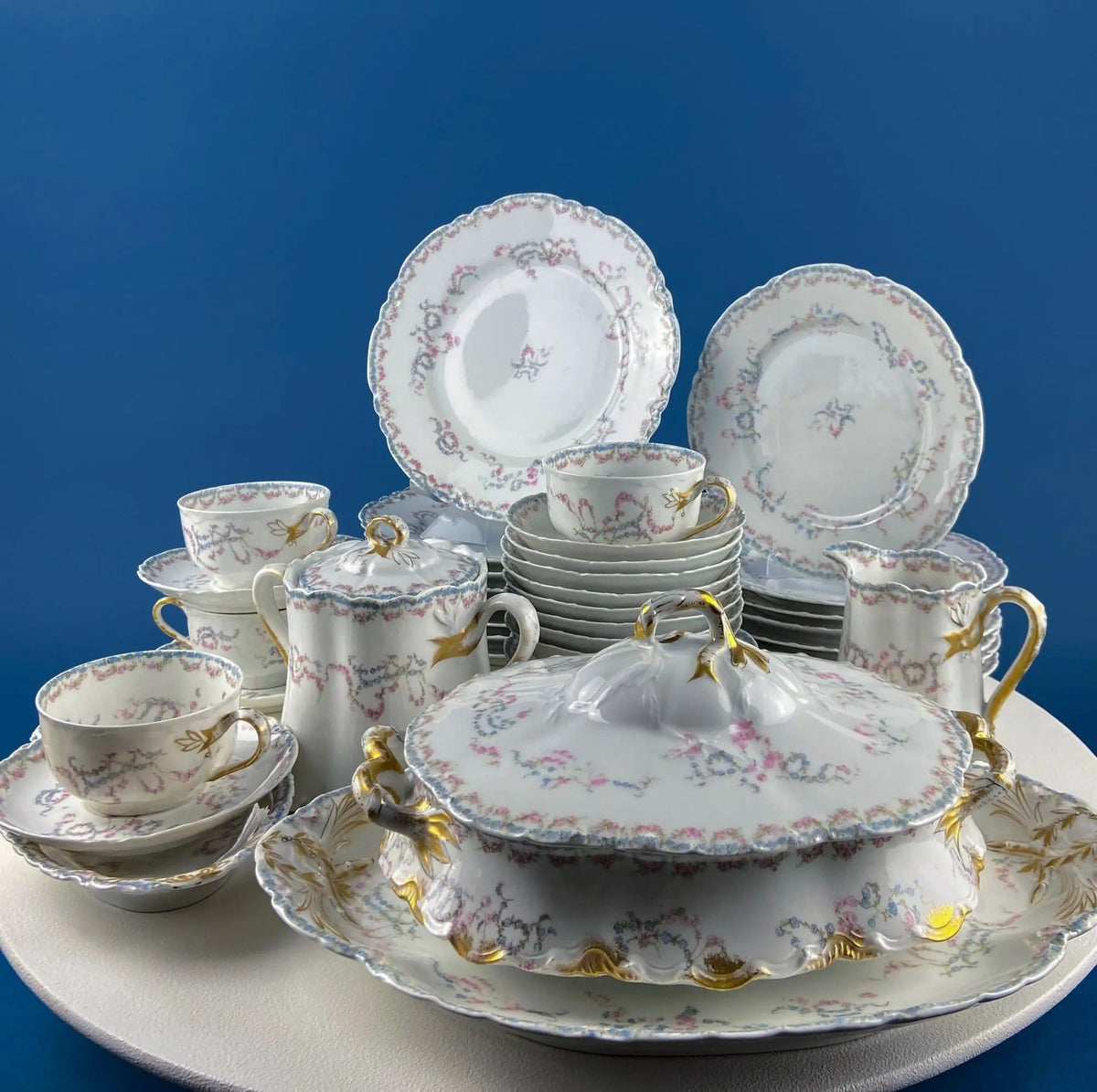 Rorstrand Rodos Espresso Dessert Modern Dish Set | 1900's Swedish Coffee Breakfast Set for 11 | Leaf Motif | Collectors & Hosts