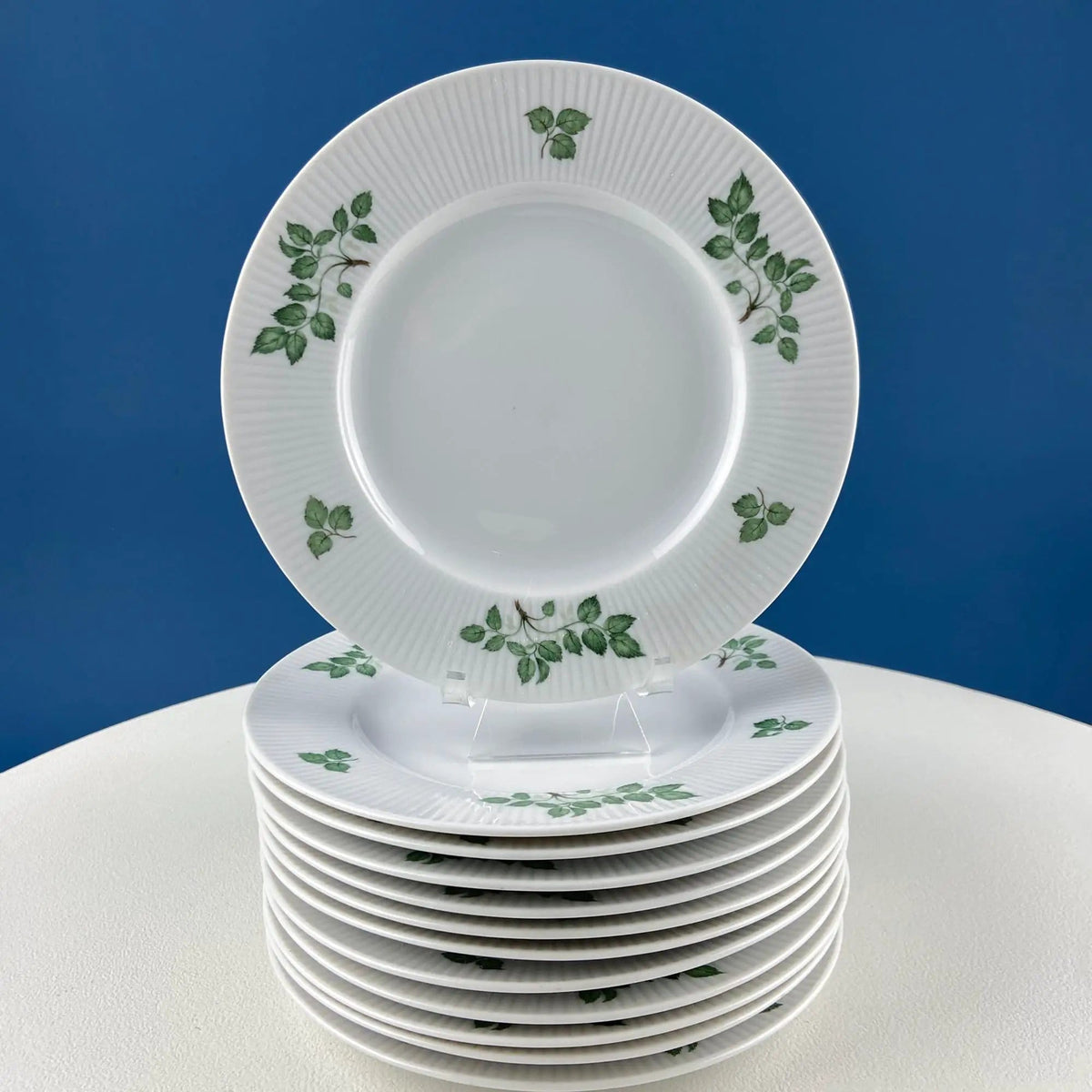 Rorstrand Rodos Espresso Dessert Modern Dish Set | 1900's Swedish Coffee Breakfast Set for 11 | Leaf Motif | Collectors & Hosts