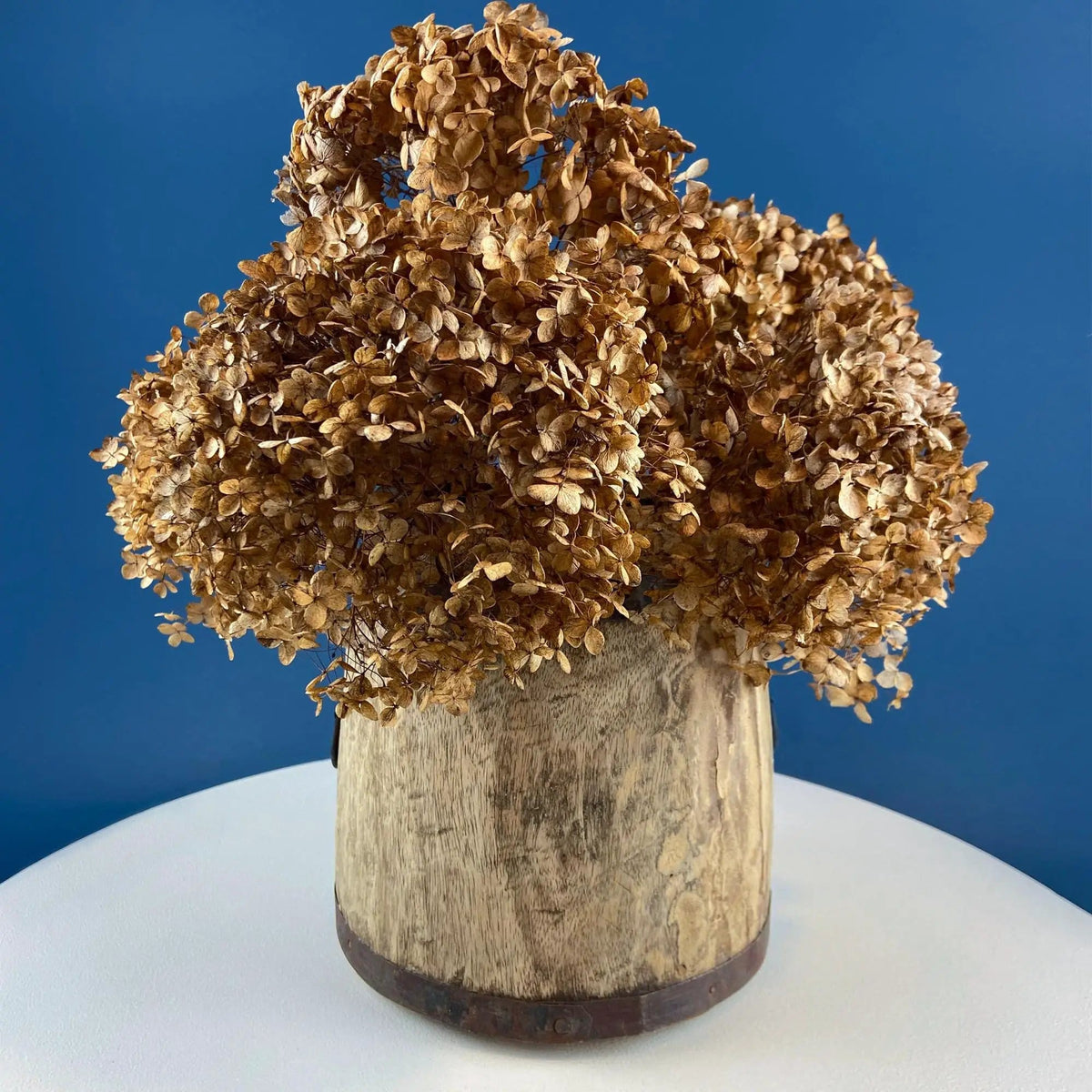 Antique Hand Carved Wood Pail: Rustic Farmhouse Dry Flower Display | Collectible Vintage | Pre-Owned Piece | Collectors & Hosts