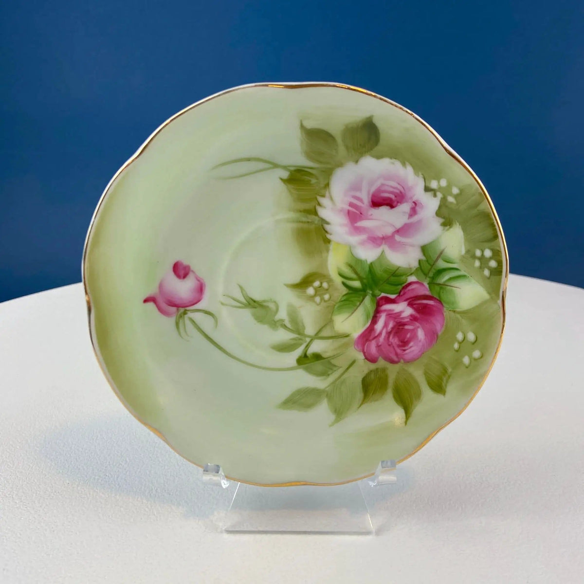 Lefton Hand Painted Tea Set | Cup Saucer Creamer Sugar Jar with Spoon | Roses Motif | Gift for Her
