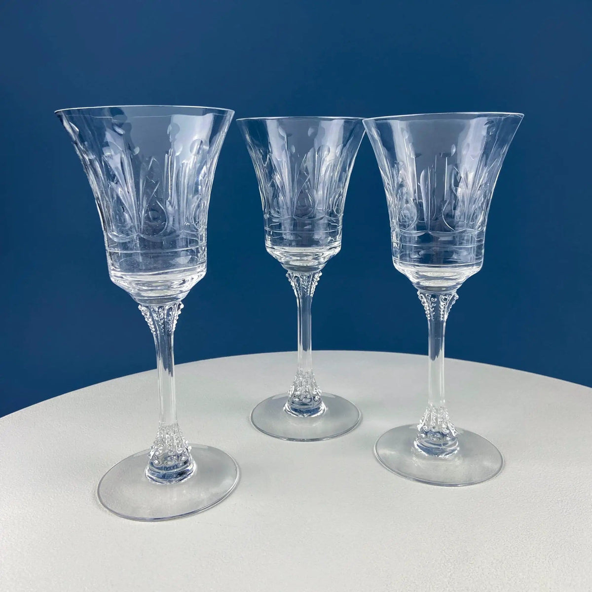 Vintage Heisey Danish Princess Cut Crystal Wine or Water Goblets | Set of 8 Stemware | Beautiful Shimmer & Ping | Collectors & Hosts