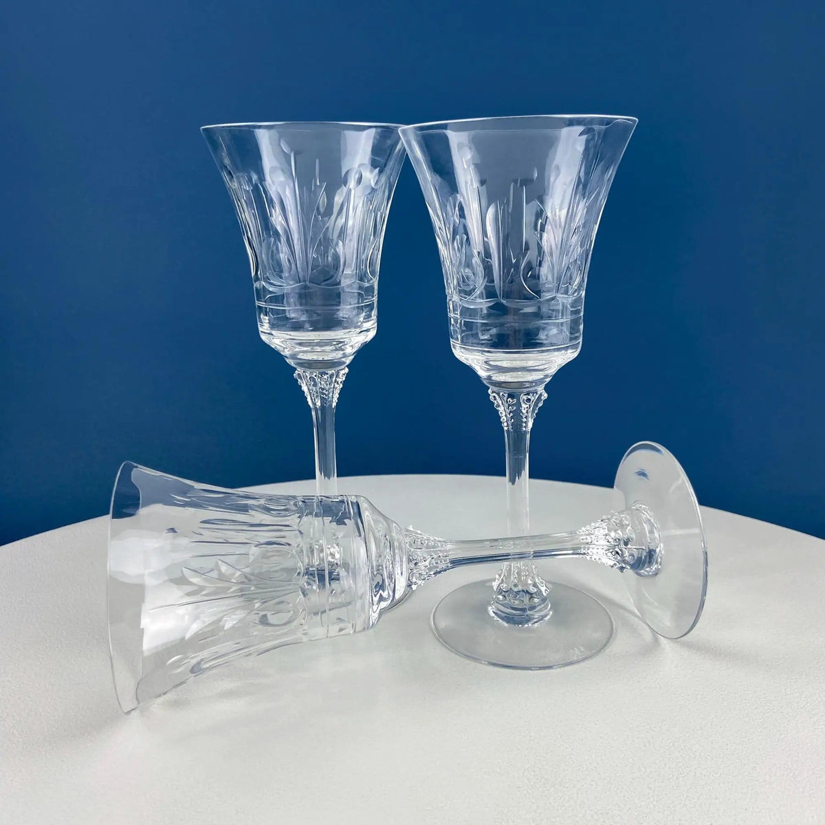 Vintage Heisey Danish Princess Cut Crystal Wine or Water Goblets | Set of 8 Stemware | Beautiful Shimmer & Ping | Collectors & Hosts