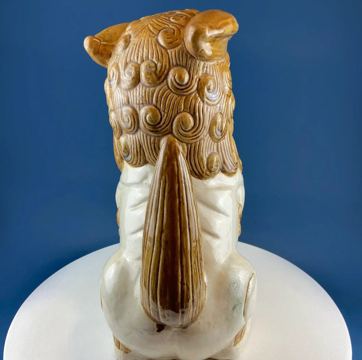 Foo Dog Statue | 20 Inch Tall | Glazed Gold Beige | Large Size