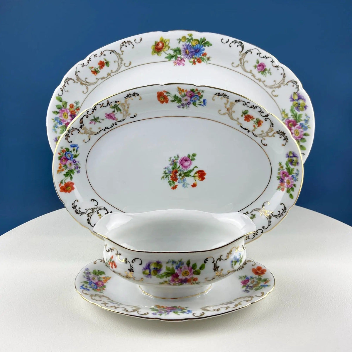 Antique Victoria Czechoslovakia 56 Piece Dish Set | Floral Motif | French Country Living | Gift for Him Her