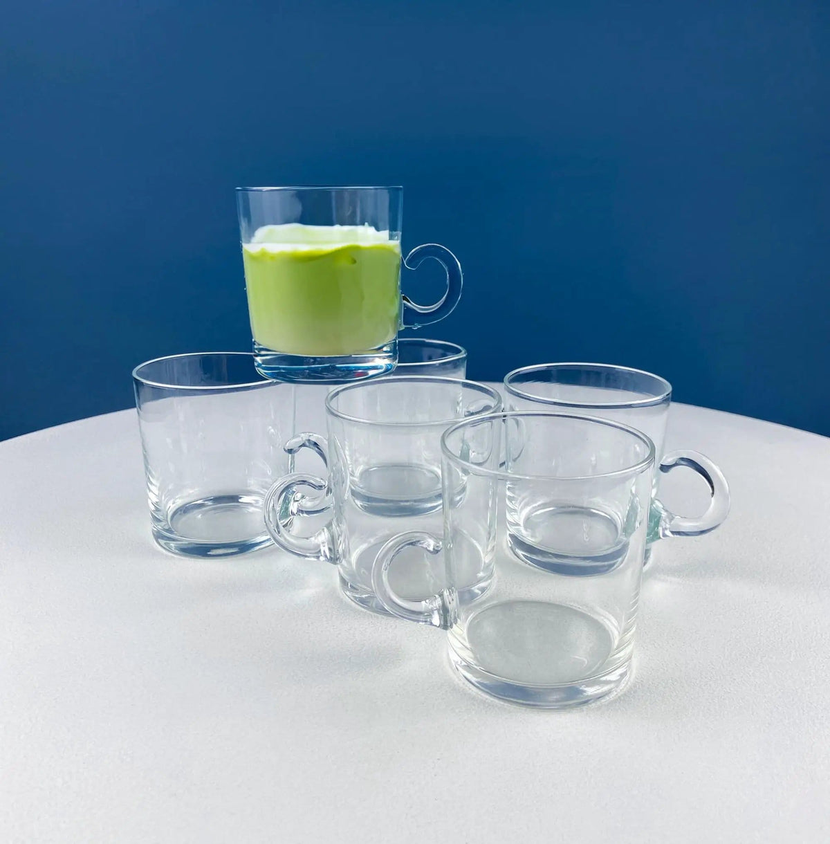 Coffee Tea Hand Blown Cups for Juice Punch Espresso Matcha or Irish Coffee | Set of 6 | Loop Handles | Collectors & Hosts