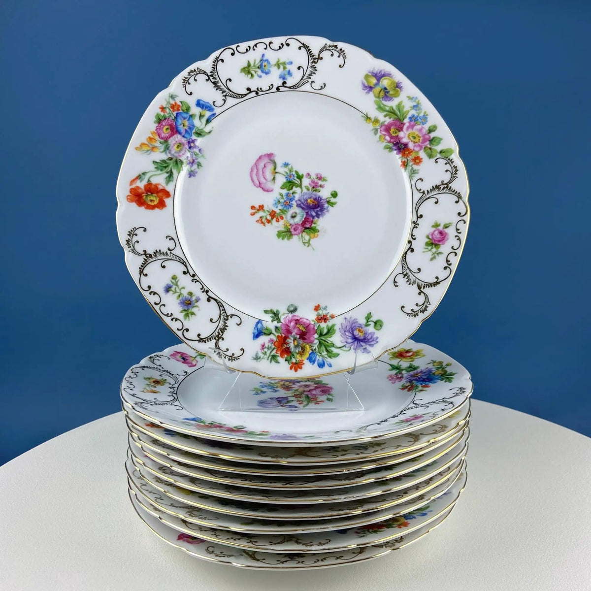 Antique Victoria Czechoslovakia 56 Piece Dish Set | Floral Motif | French Country Living | Gift for Him Her