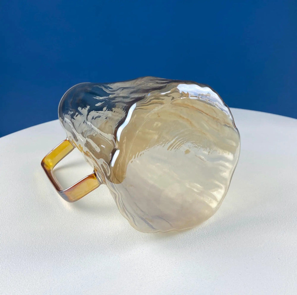 Iridescent Peach Bark Pattern Glass Pitcher Vase | Hand Blown 10" Water Ice Tea Juice or Lemonade Jug | Garden Party Lemonade Stand Tea Party | Collectors & Hosts