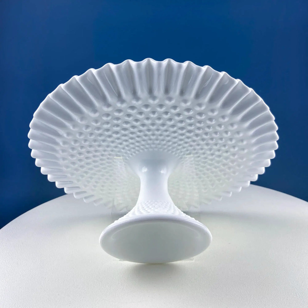 Milk Glass Cake Stand | 12 Inch | Ruffled Edge | White