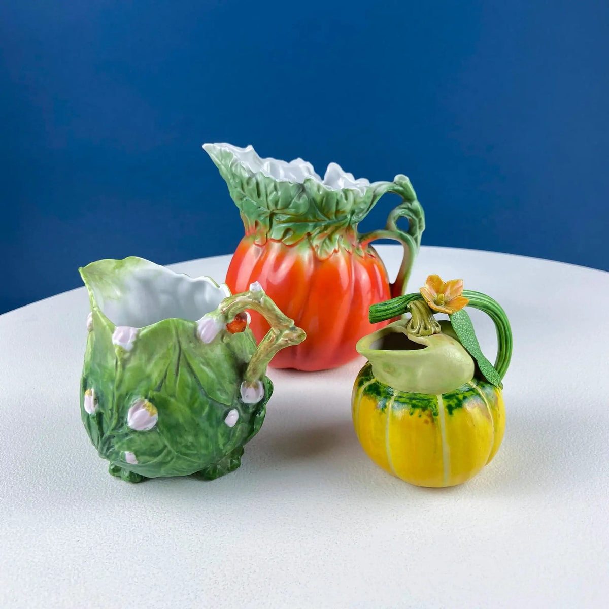 Antique Porcelain Pitcher Creamer Jug Shaped like Tomato Pumpkin | Bavaria Royal Bayreuth Porcelain | Modern Farmhouse | Collectors & Hosts