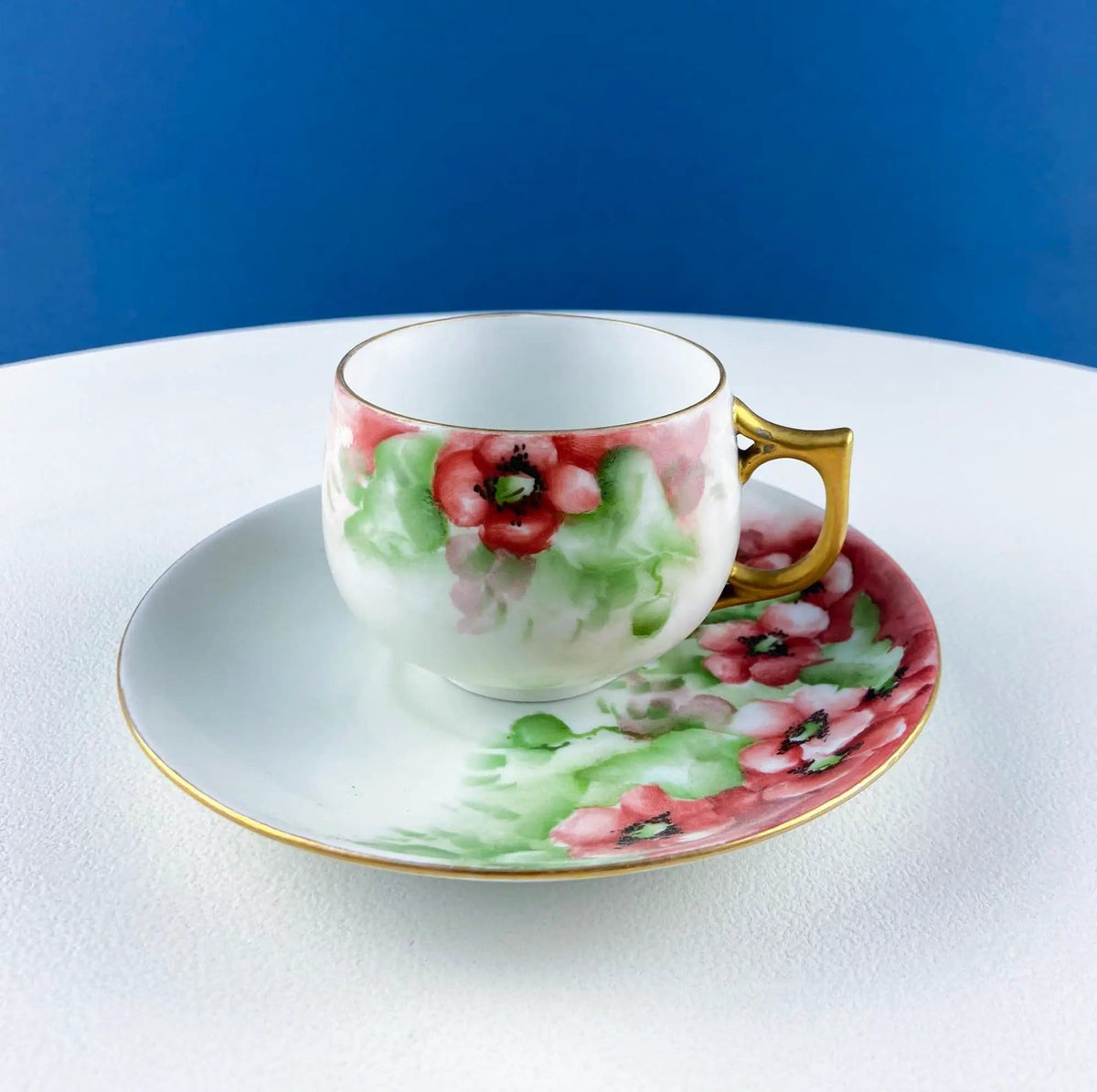 Vintage Porcelain Tea Cup & Saucer | Hand-Painted Violets | Modern Farmhouse | Collectors & Hosts
