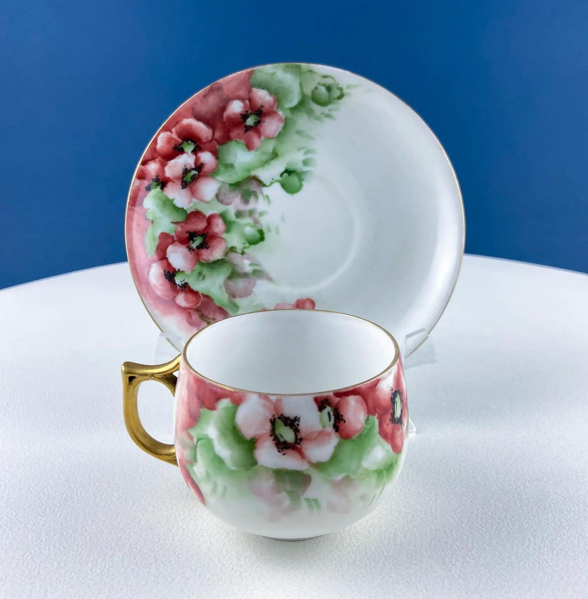 Vintage Porcelain Tea Cup & Saucer | Hand-Painted Violets | Modern Farmhouse | Collectors & Hosts