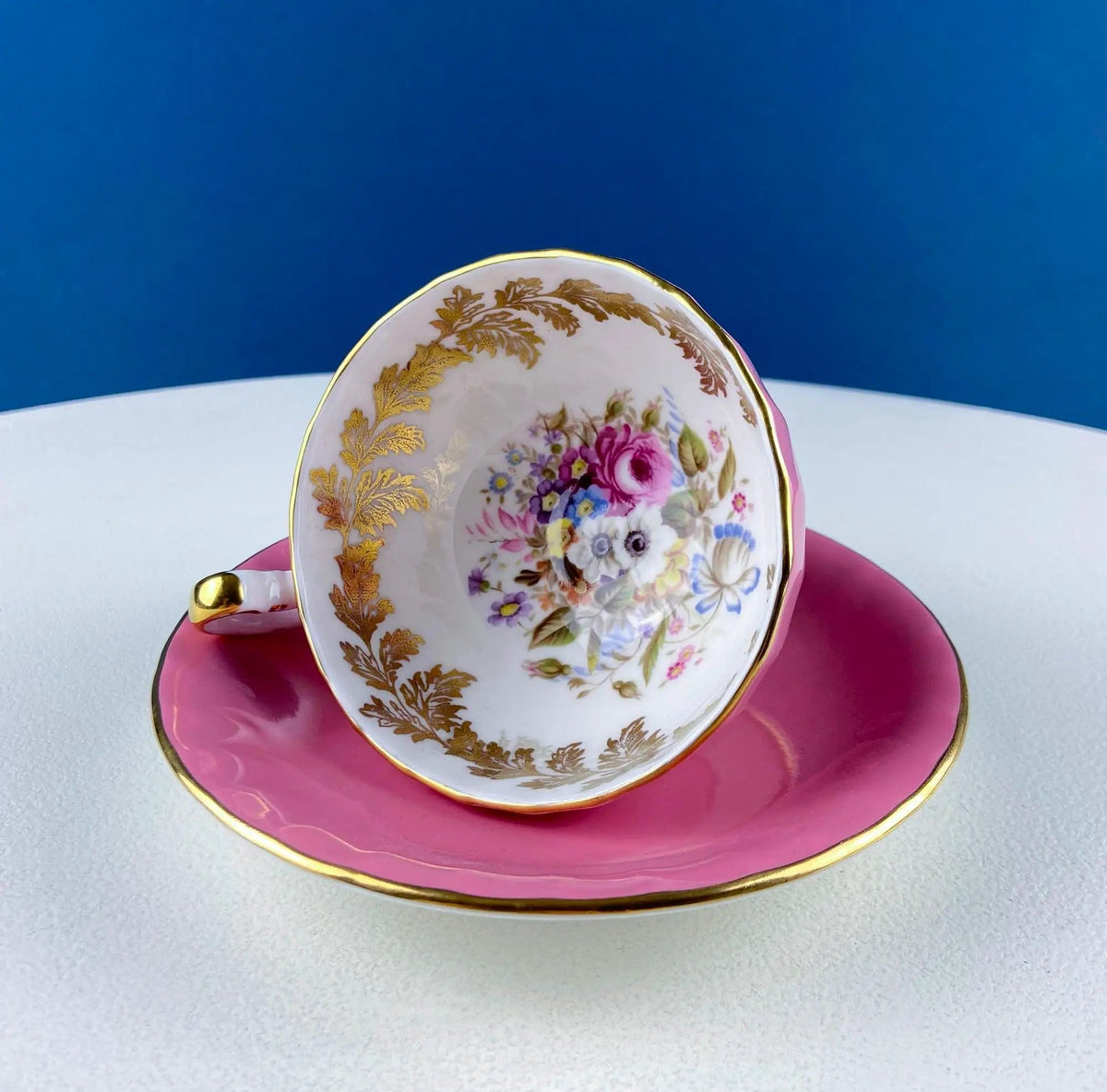 Vintage Royal Albert Brown & Gold Tea Coffee Cup and Saucer | All Over Flower Motif | Gold Leaf Border | Collectors & Hosts