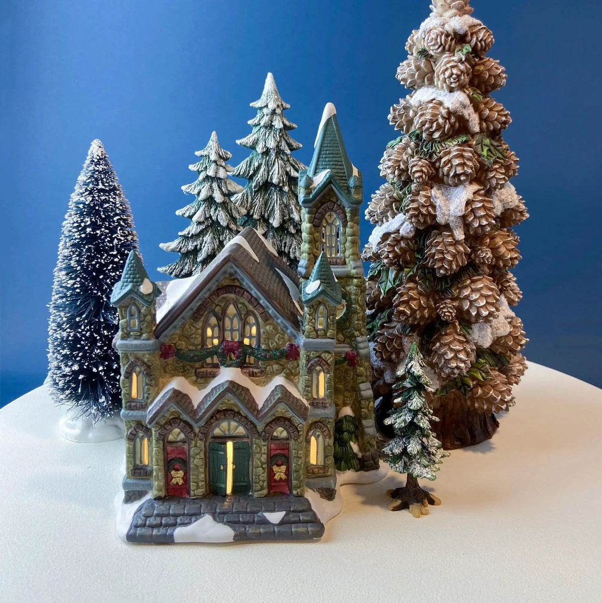 Large 14.5" Tall Pine Cone Tree | Christmas Village Accessory | Holiday Decor | Gift for Him Her