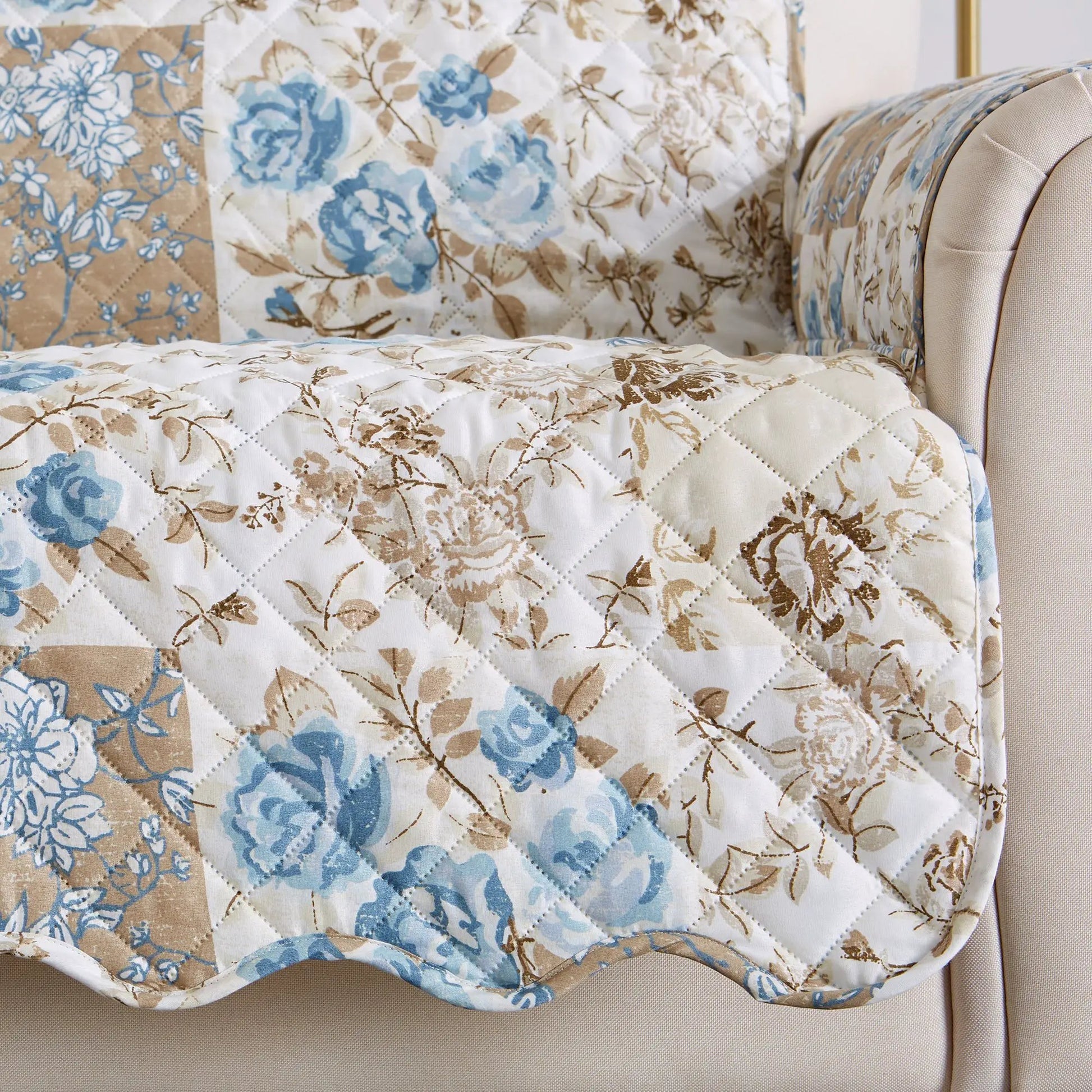 Reversible Floral Patchwork Furniture Protector - Maribel Collection from PriceLows™
