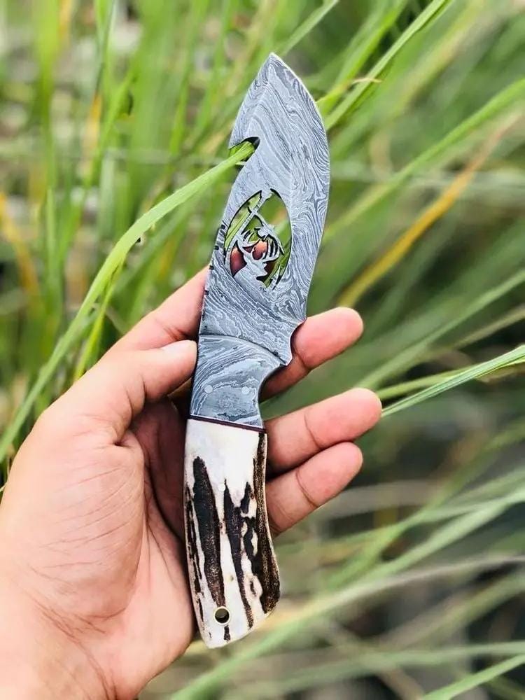 Custom handmade Damascus steel Guthook skinning knife (Style 6) | Damascus Steel | Hunting & Survival Knife | Home