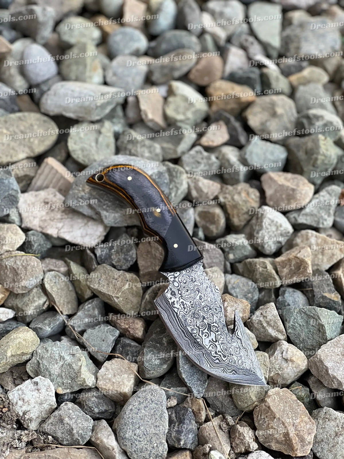 Custom handmade Damascus steel Guthook skinning knife (Style 3) | Damascus Steel | Hunting & Survival Knife | Home