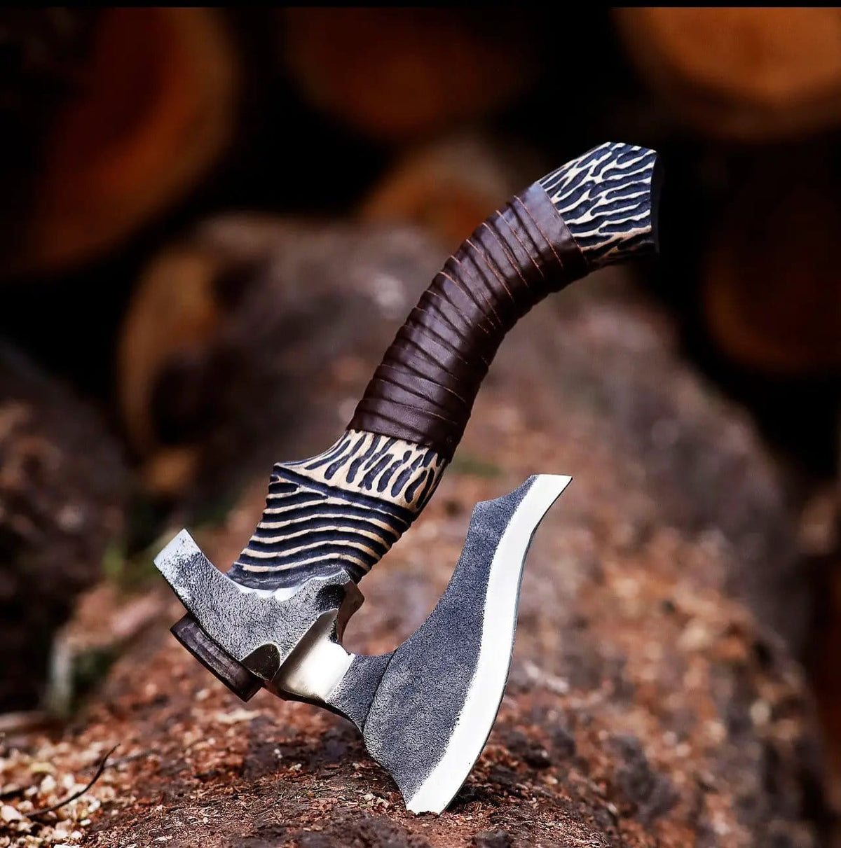 Hand Forged Pizza Axe | Viking Style | 12 Inch | Leather Sheath