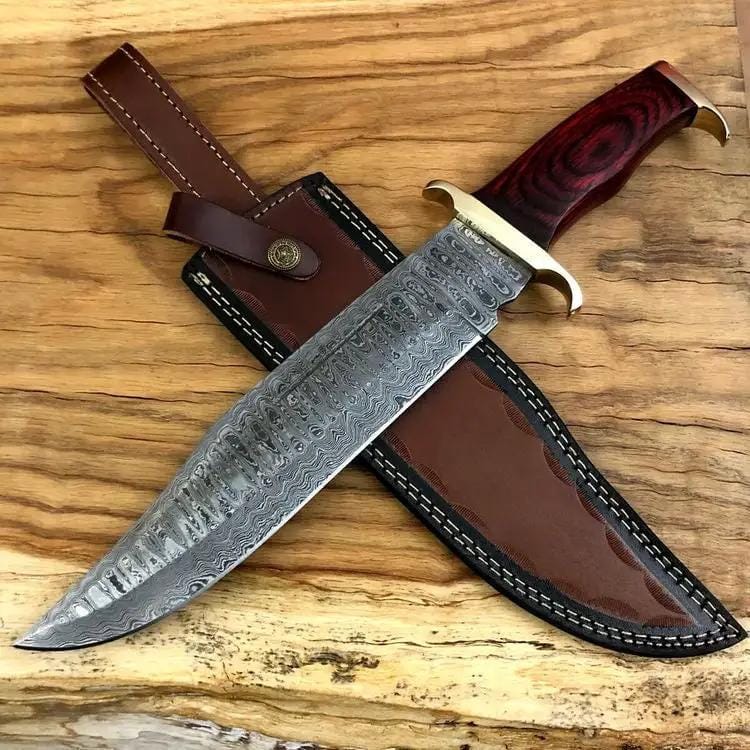 Damascus Steel Custom Handmade Hunting Bowie Knife | 15.5 Inch | Damascus Steel | Hunting & Survival Knife