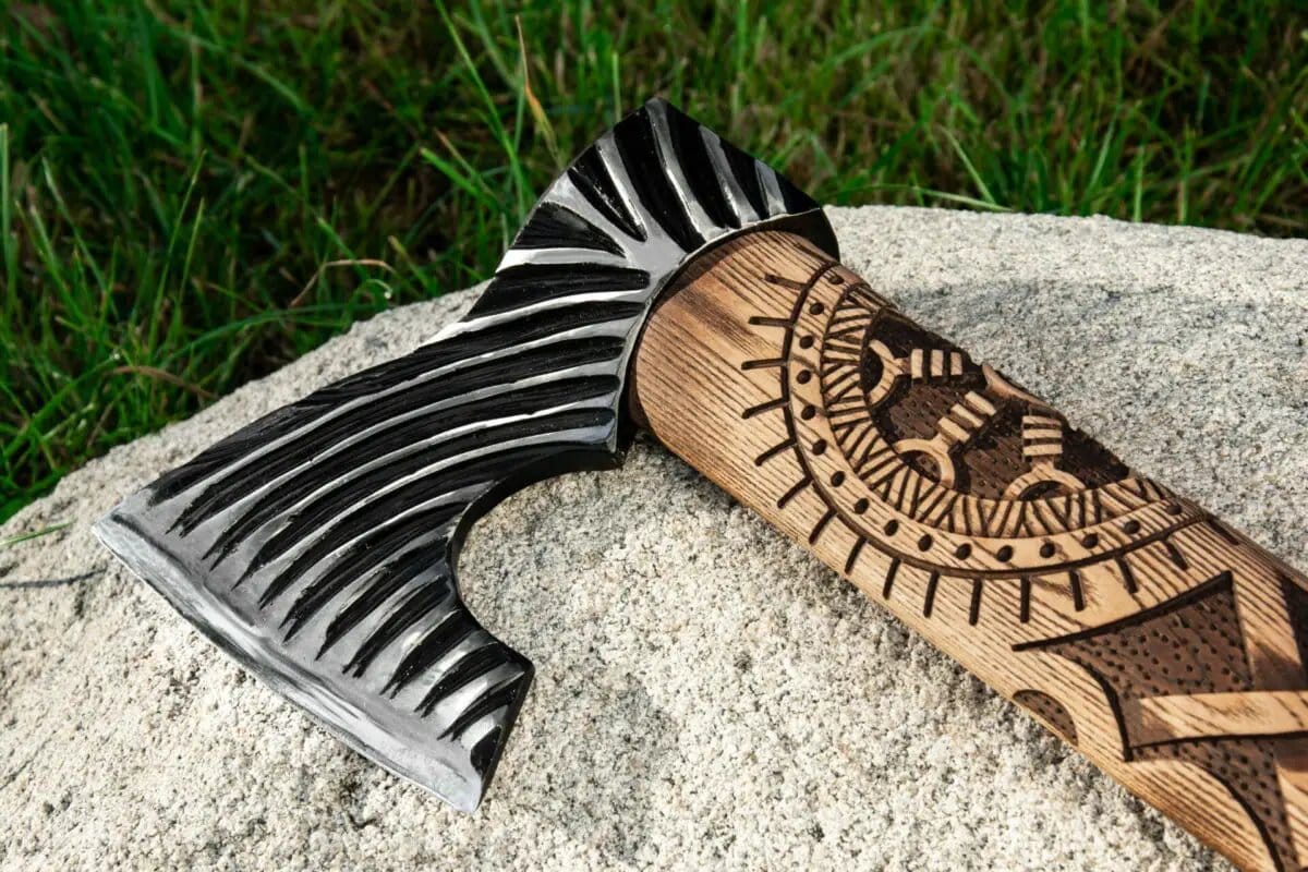 Hand-Forged Viking axe | Wood | Hatchet | Home