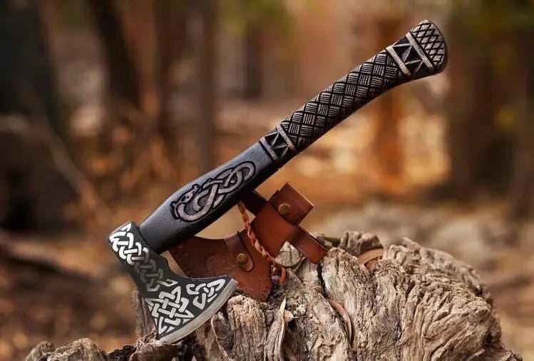 Custom Handmade Viking Axe | Leather | Hatchet | Home